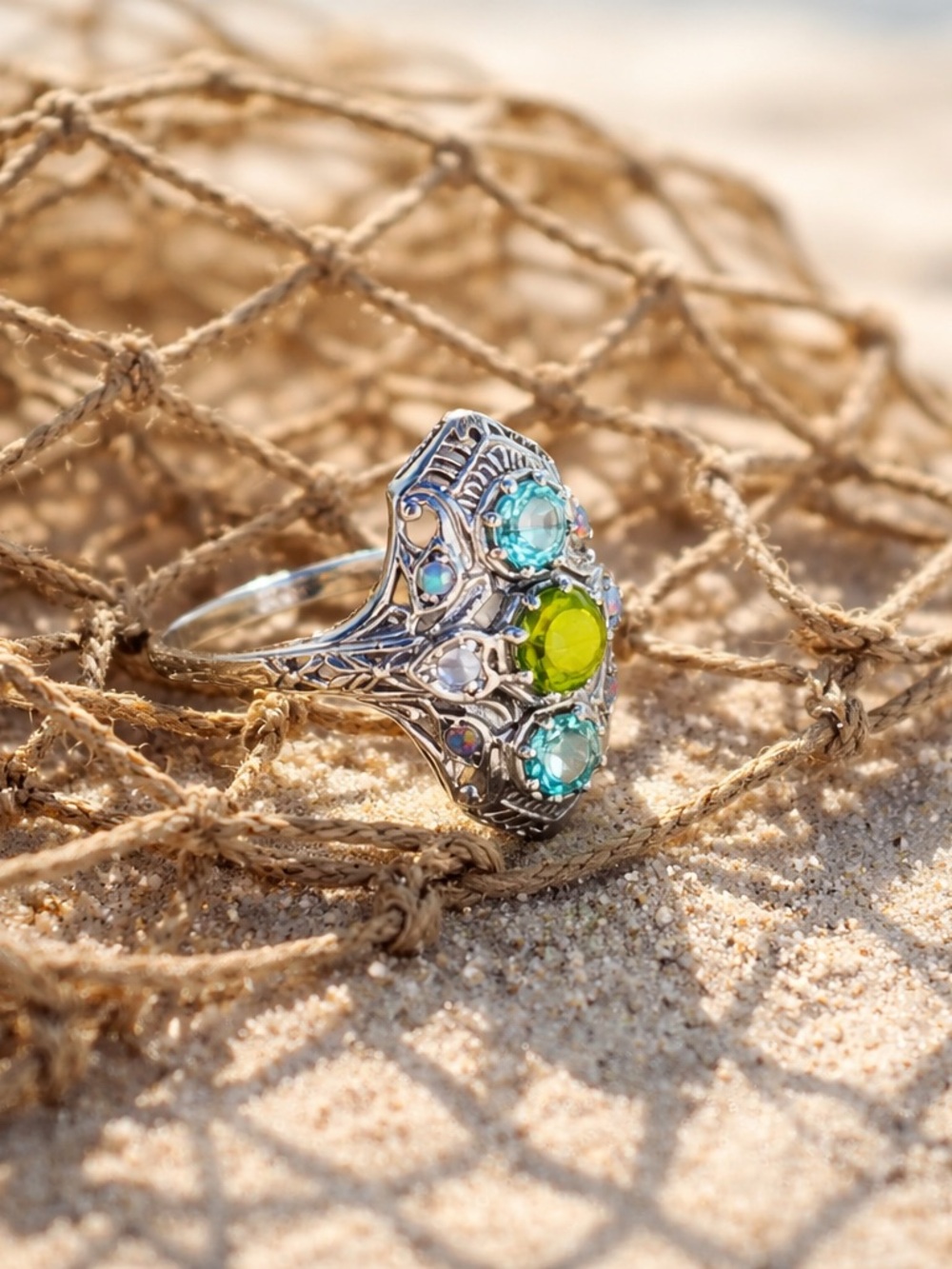 NEW! Peridot, Topaz & Opal Ring - Picture 3 of 12